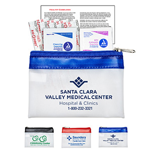 “SAFETY-ON-THE-GO" 7 Piece First Aid Kit in Colorful Zipper Vinyl Pouch